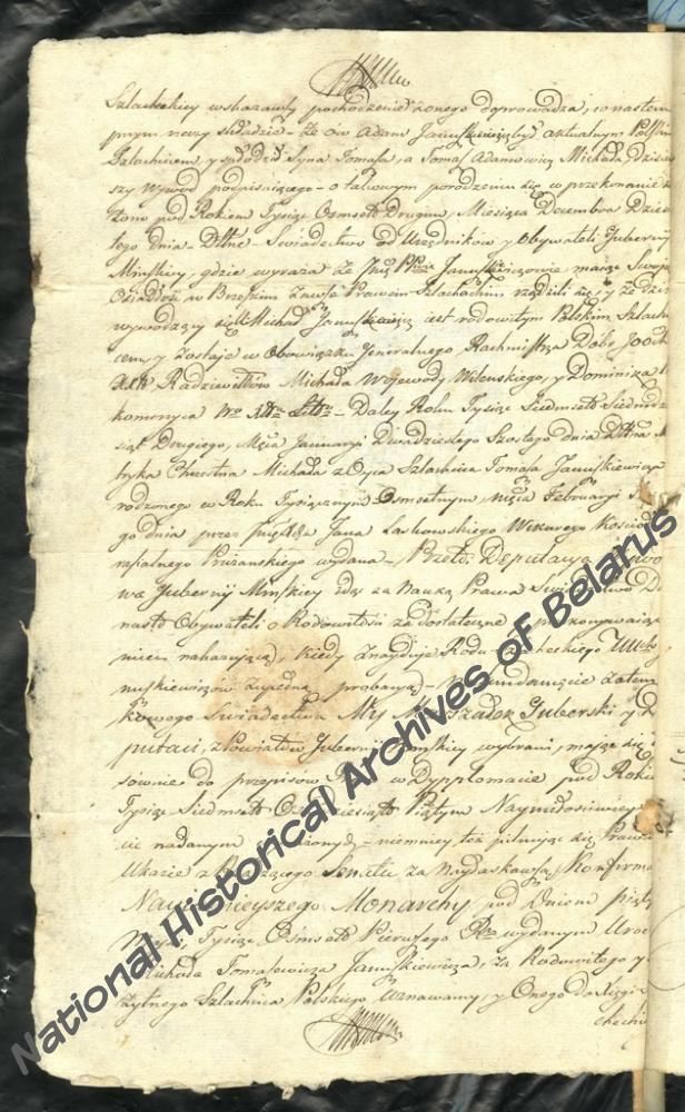 Справа аб дваранскім паходжанні роду Янушкевічаў. Першапачатковая пастанова Мінскага дваранскага дэпутацкага сходу ад 23 снежня 1802 г. Указ Сената аб зацвярджэнні ад 16 траўня 1830 г. № 3637